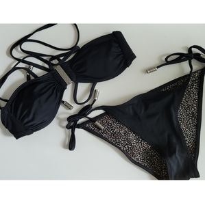 H & M black and leopard print bikini- size 4